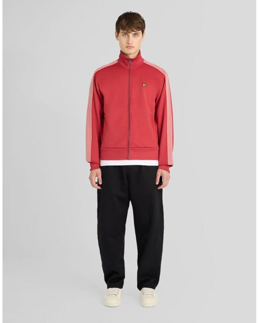 Lyle & Scott Red Mid Layers Striped Taped Track Jacket for men