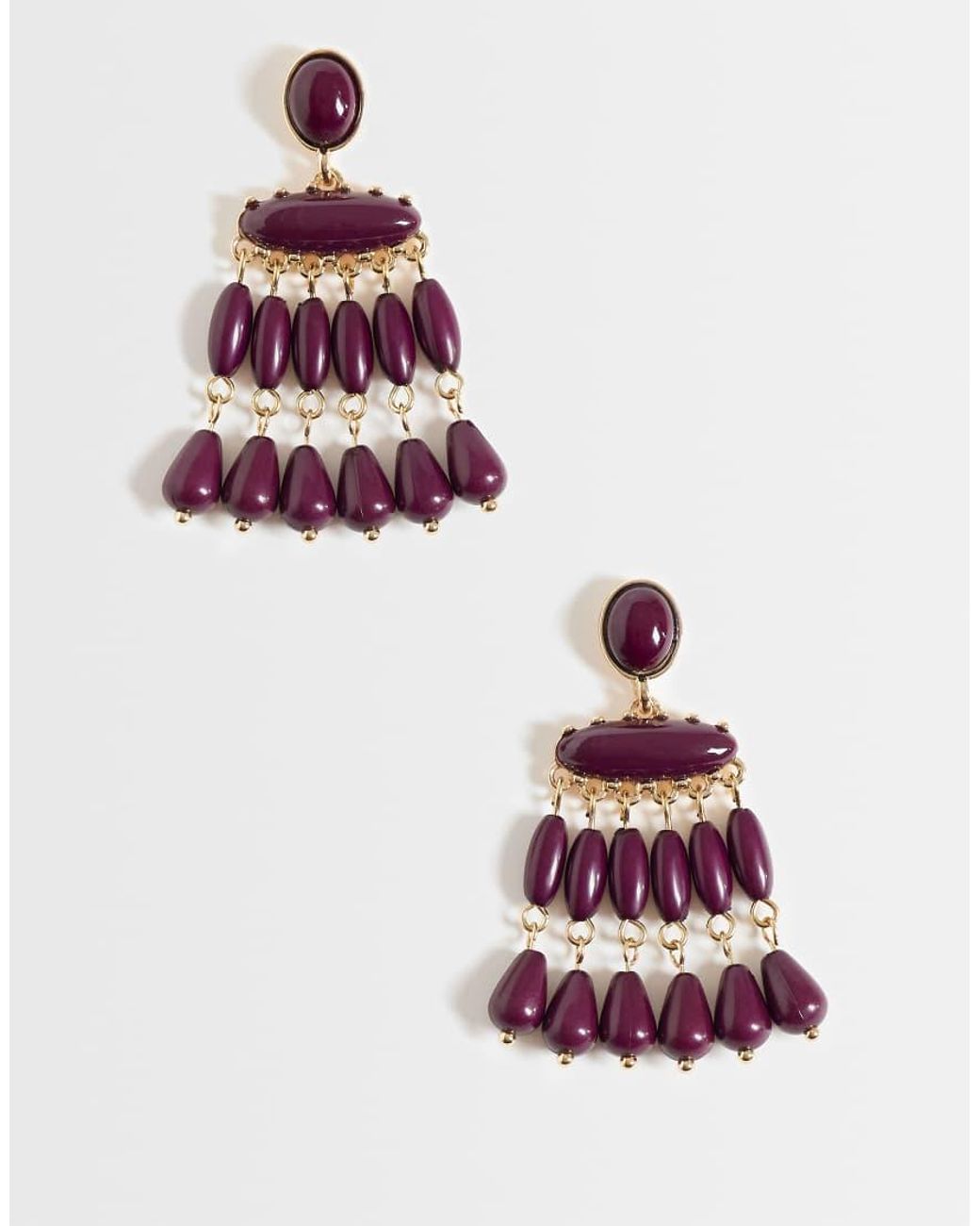 Accessorize Red Beaded Chandelier Drop Earrings