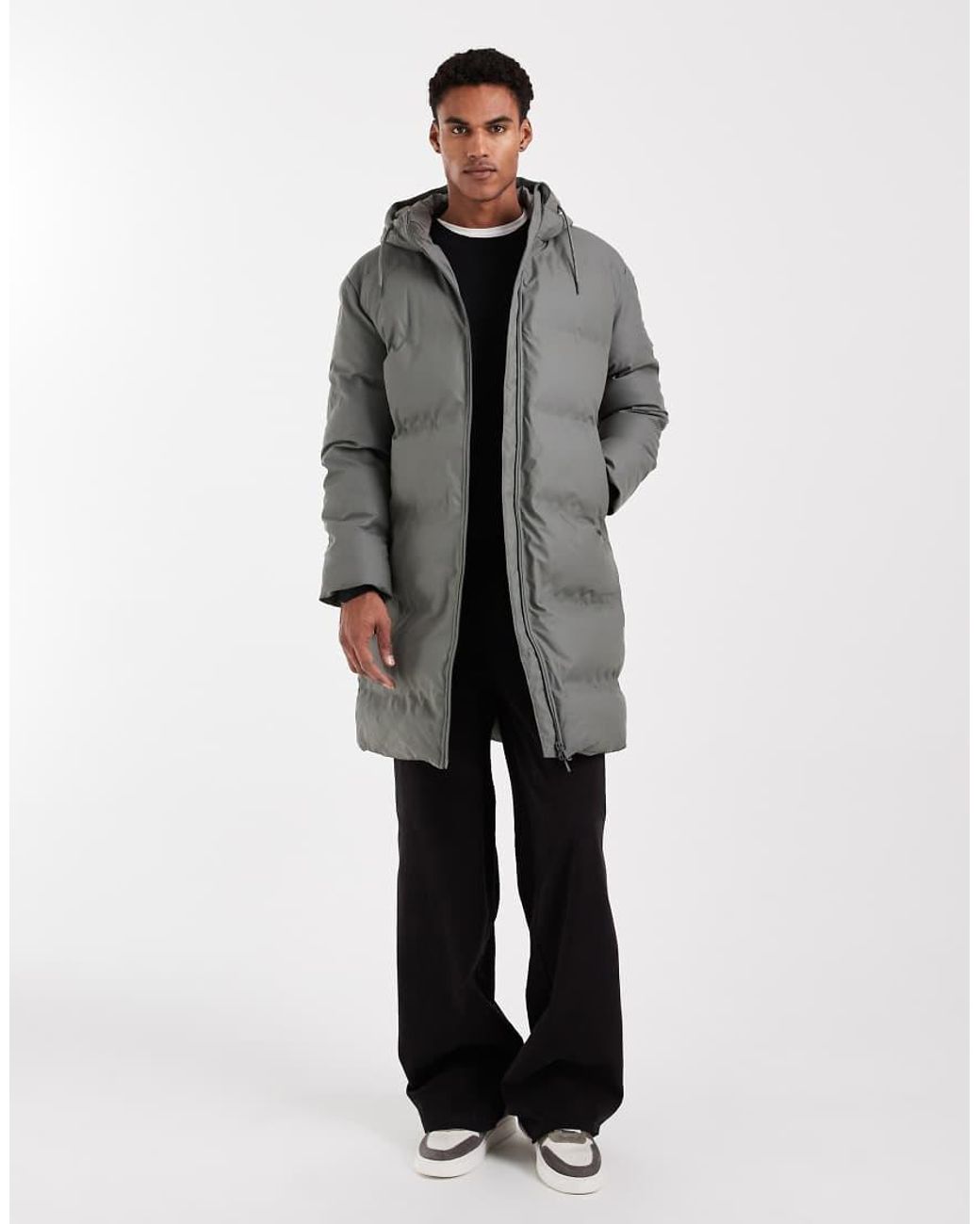 Only & Sons Gray Longline Puffer Jacket for men