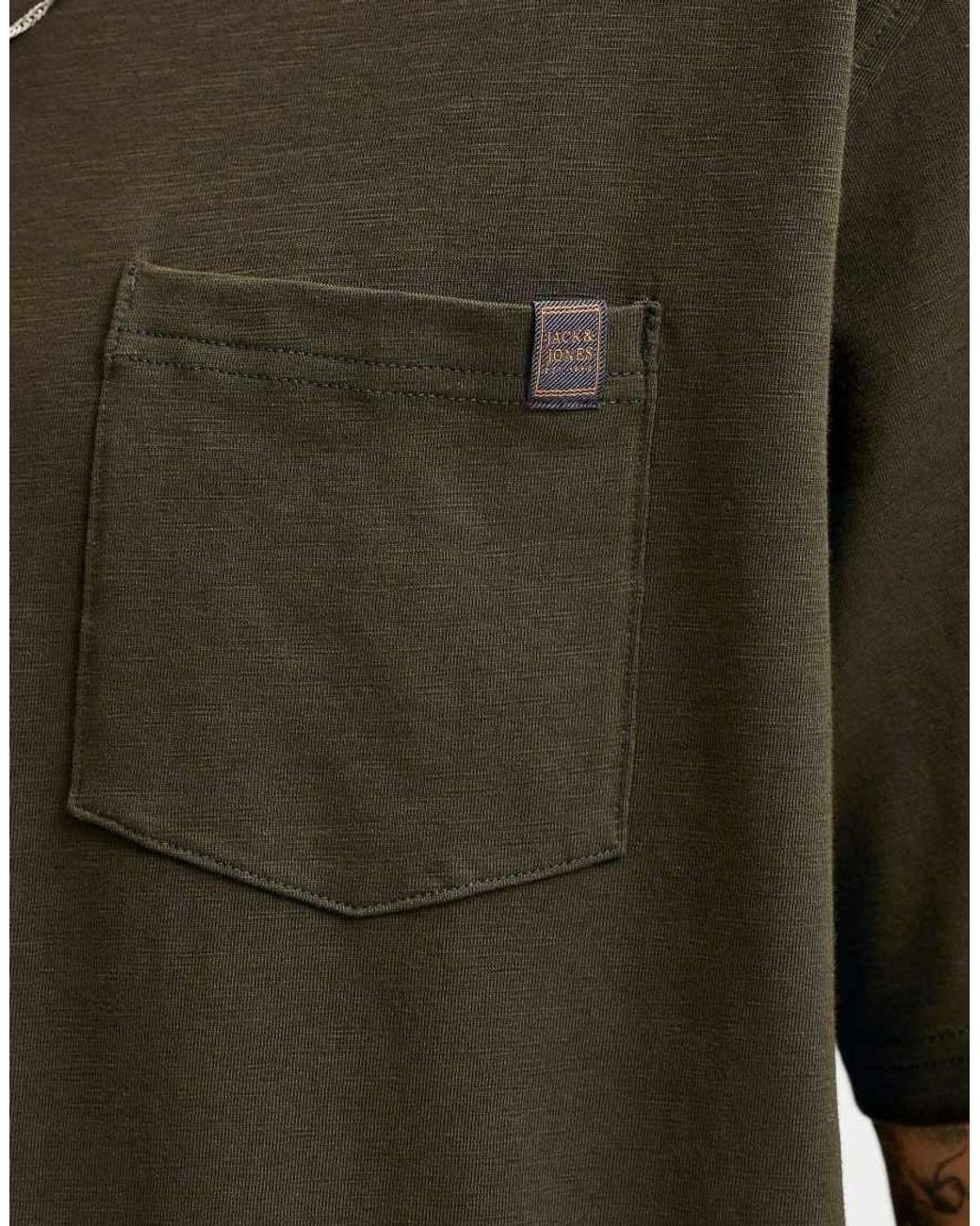 Jack & Jones Green Dover Relaxed Fit Crew Neck Short Sleeve T-Shirt for men