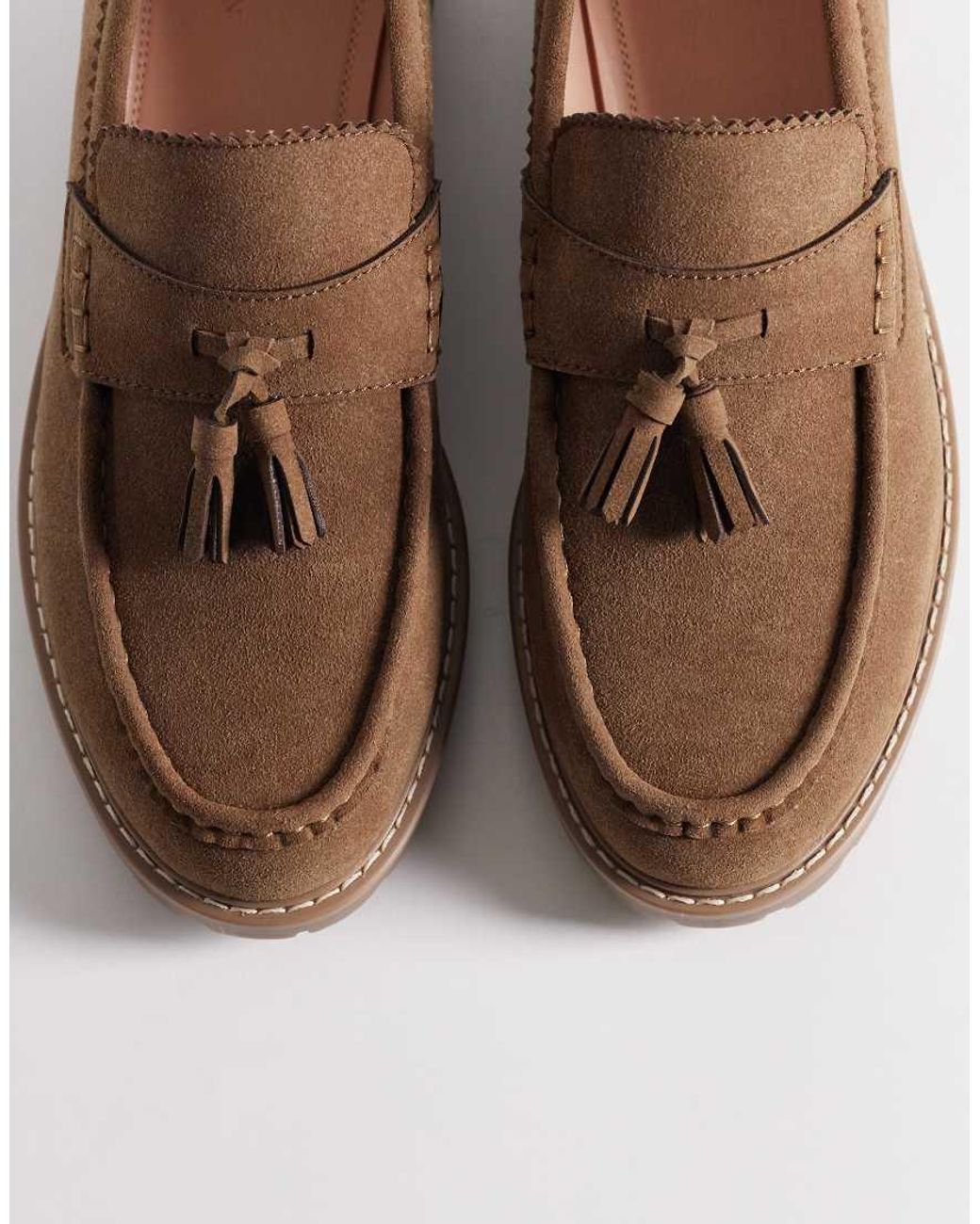 ASOS Brown Tassel Loafers With Cleated Sole for men