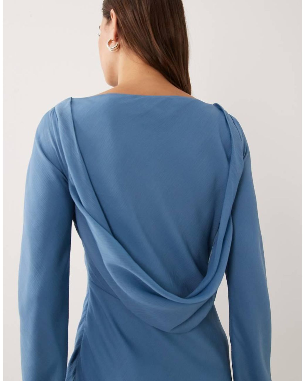 ASOS Blue Chiffon Maxi Dress With Cowl Neck Back Detail