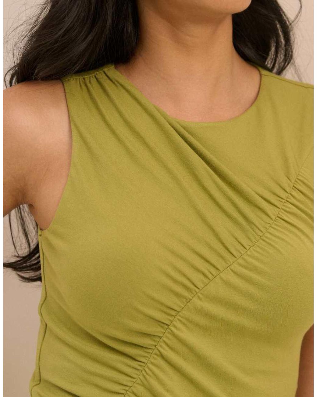 Nobody's Child Green Pistachio Sleeveless Ruched Top