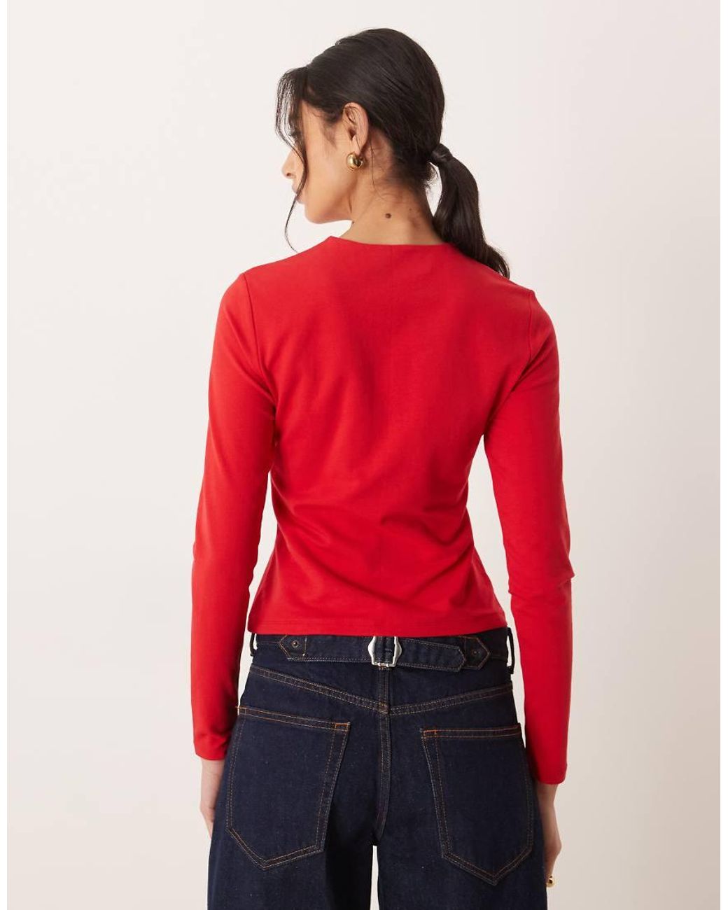 Abercrombie & Fitch Red Long Sleeve Baby Tee