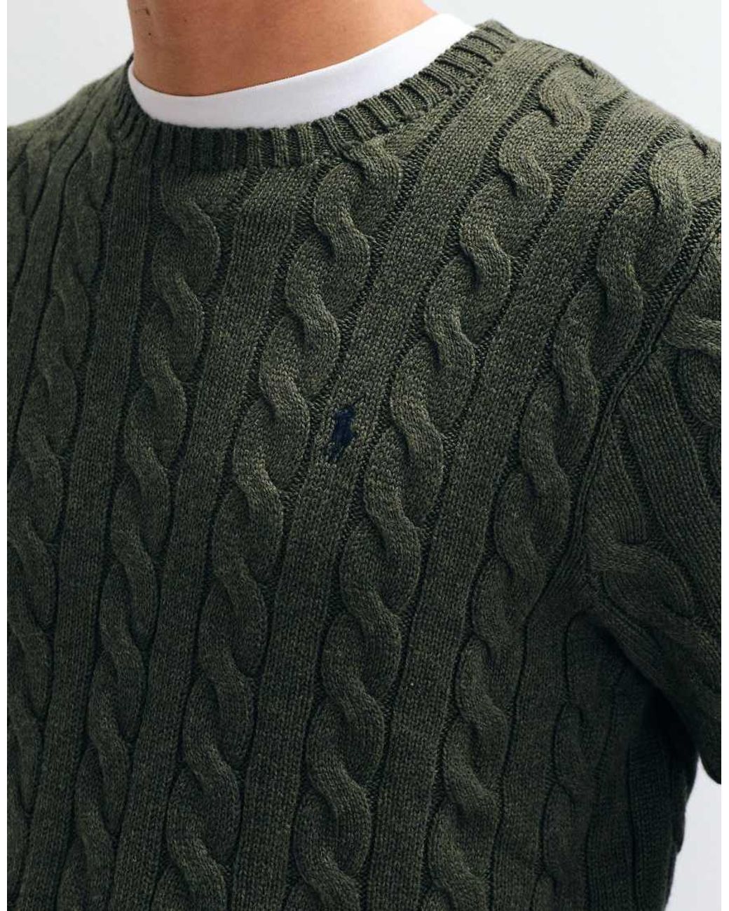 Polo Ralph Lauren Gray Icon Logo Cotton Cable Sweatshirt for men
