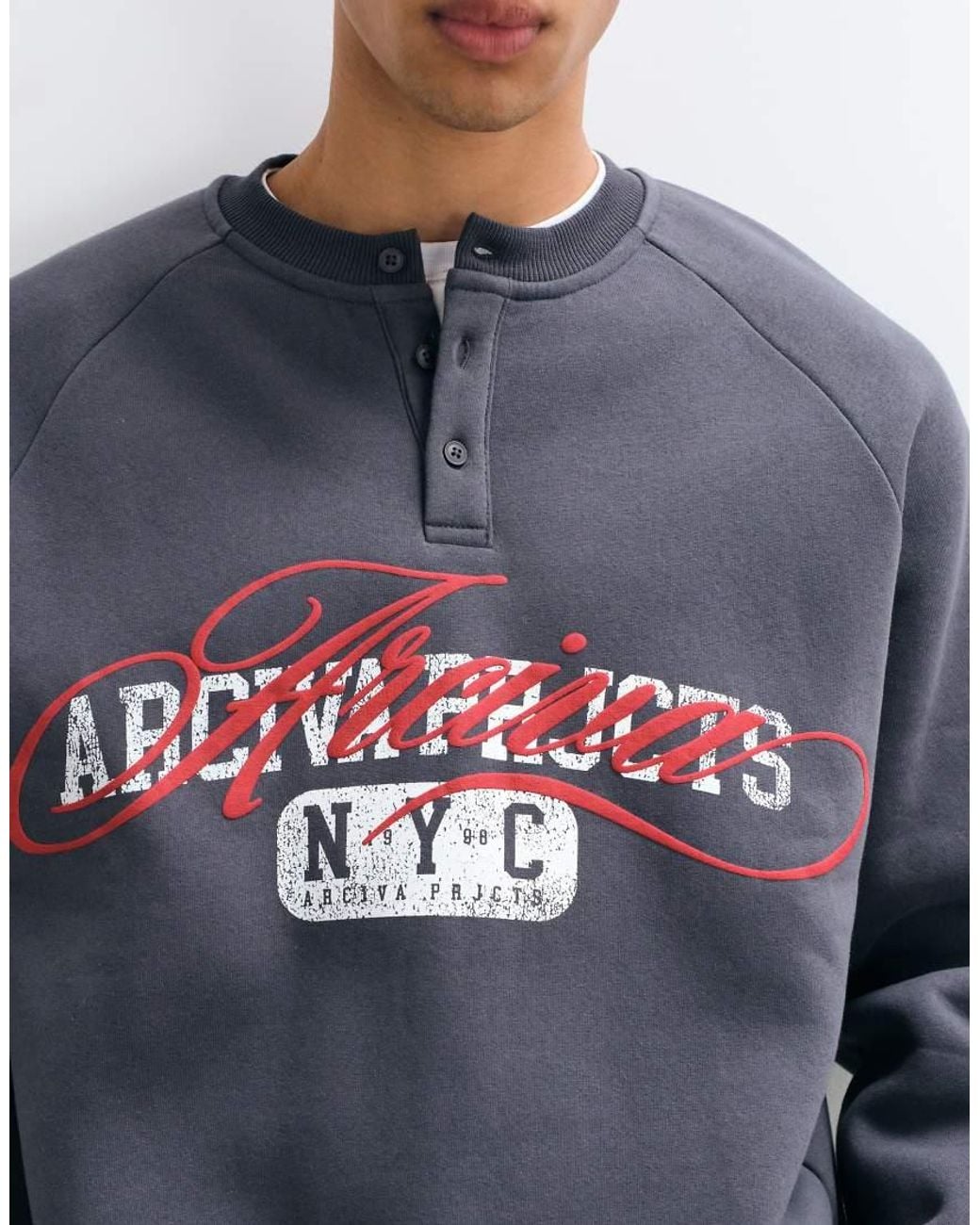 ASOS Blue Raglan Sweatshirt With Front Print for men