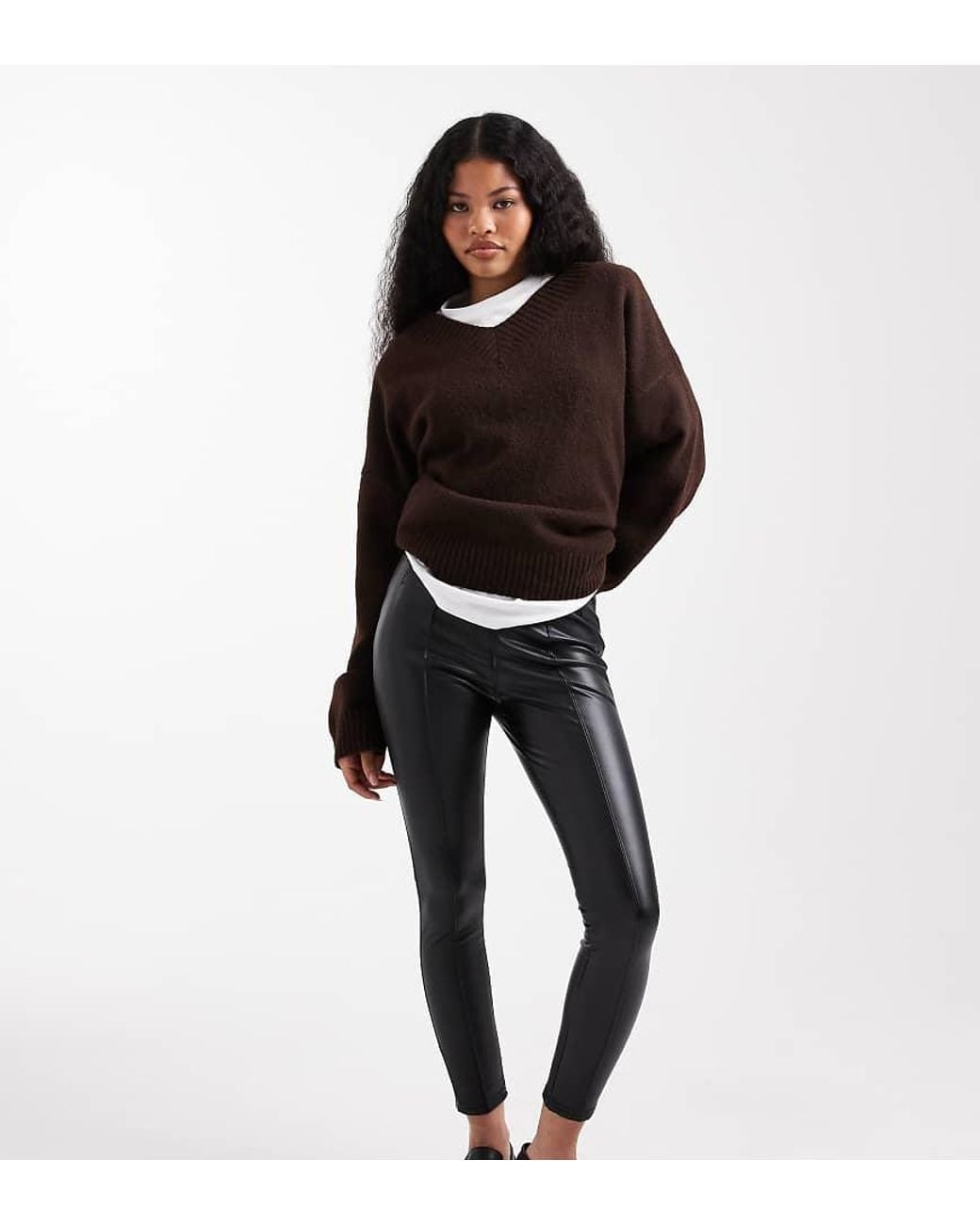 New Look Black Pu leggings