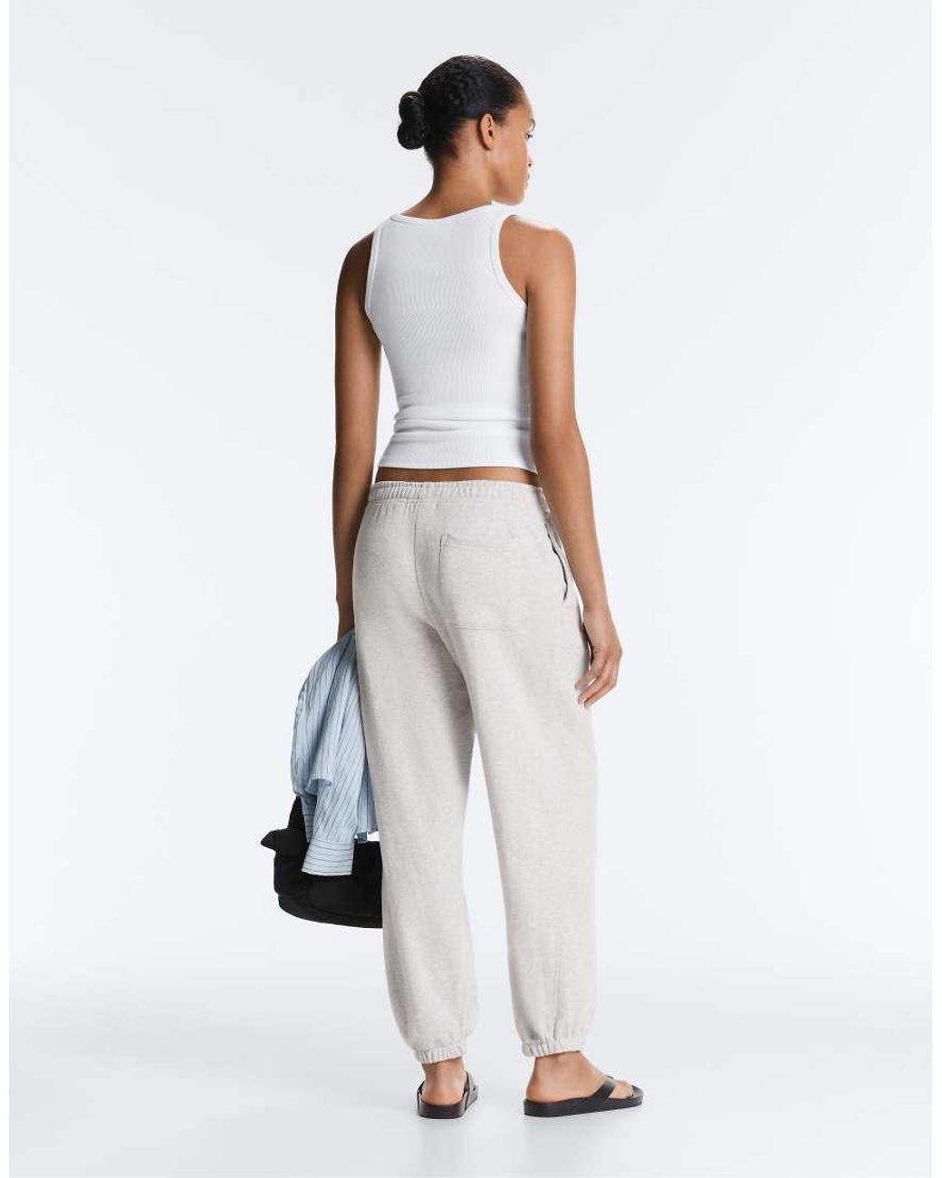 Oysho White Fitted Rib Strap T-Shirt With Cotton And Modal