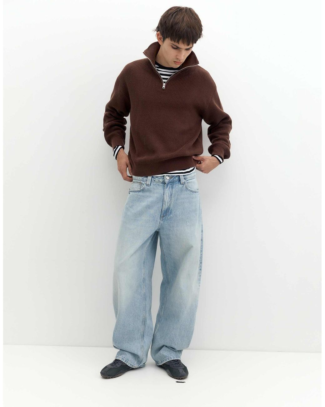 Pull&Bear Pullover mit halbem reißverschluss in Brown für Herren