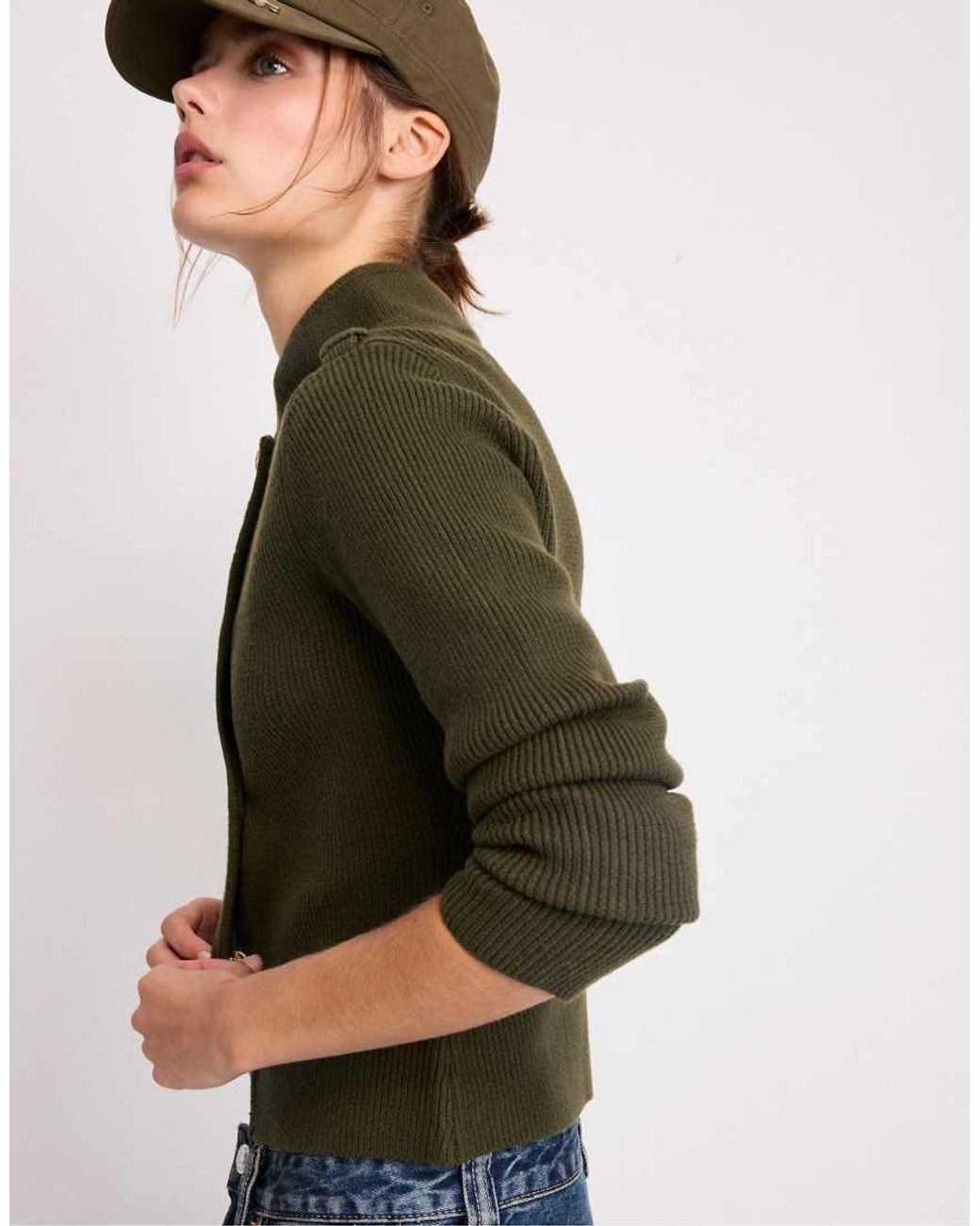 Stradivarius Blue Button-Up Knit Cardigan