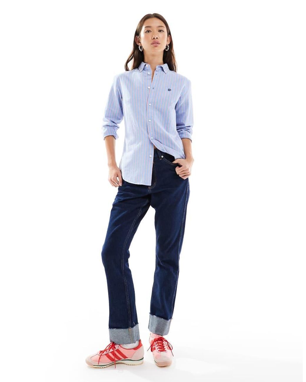 Superdry Blue Slim Oxford Button Down Long Sleeve Shirt