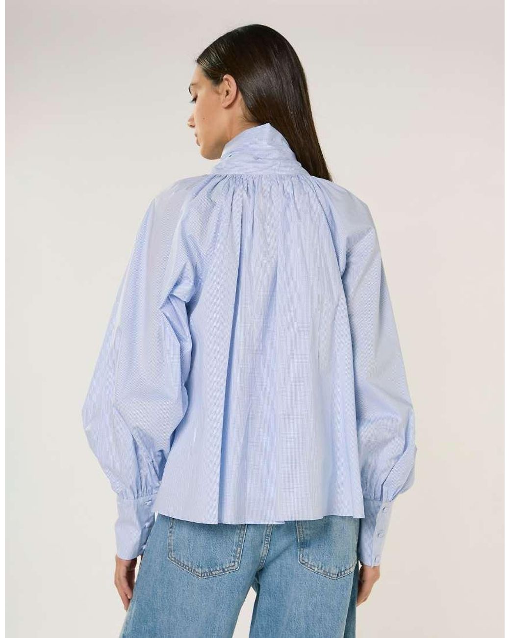 Glamorous Blue Raglan Volume Sleeve Blouse