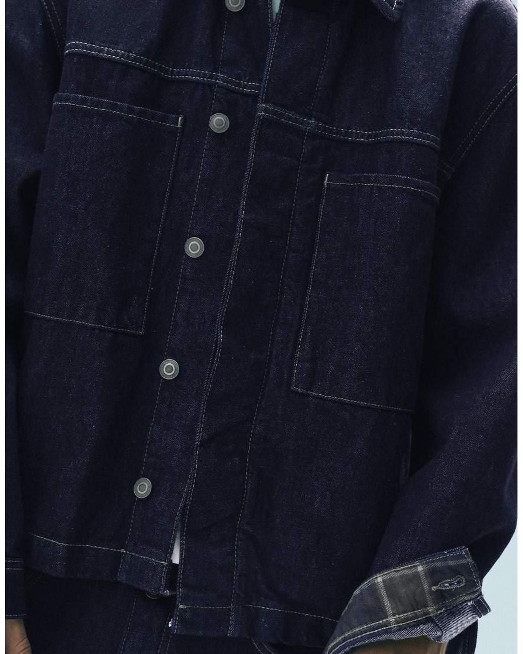 Pull&Bear Blue Denim Jacket With Pockets for men