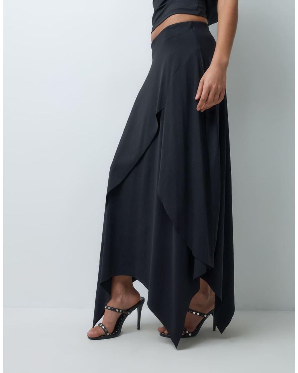 ASOS Blue Set Layered Hank Hem Draped Skirt