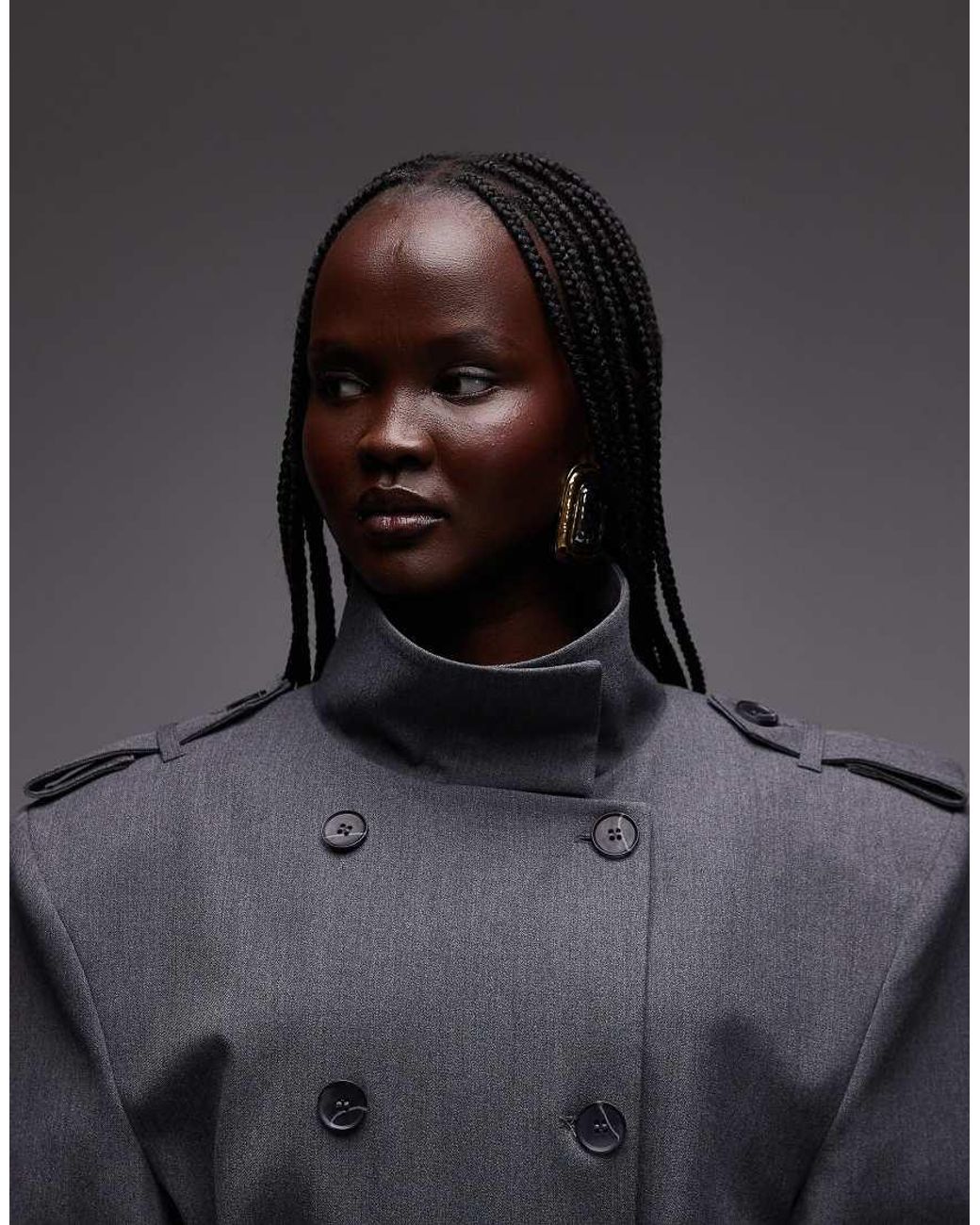 ASOS Black Shoulder Pad Tailored Trench Coat