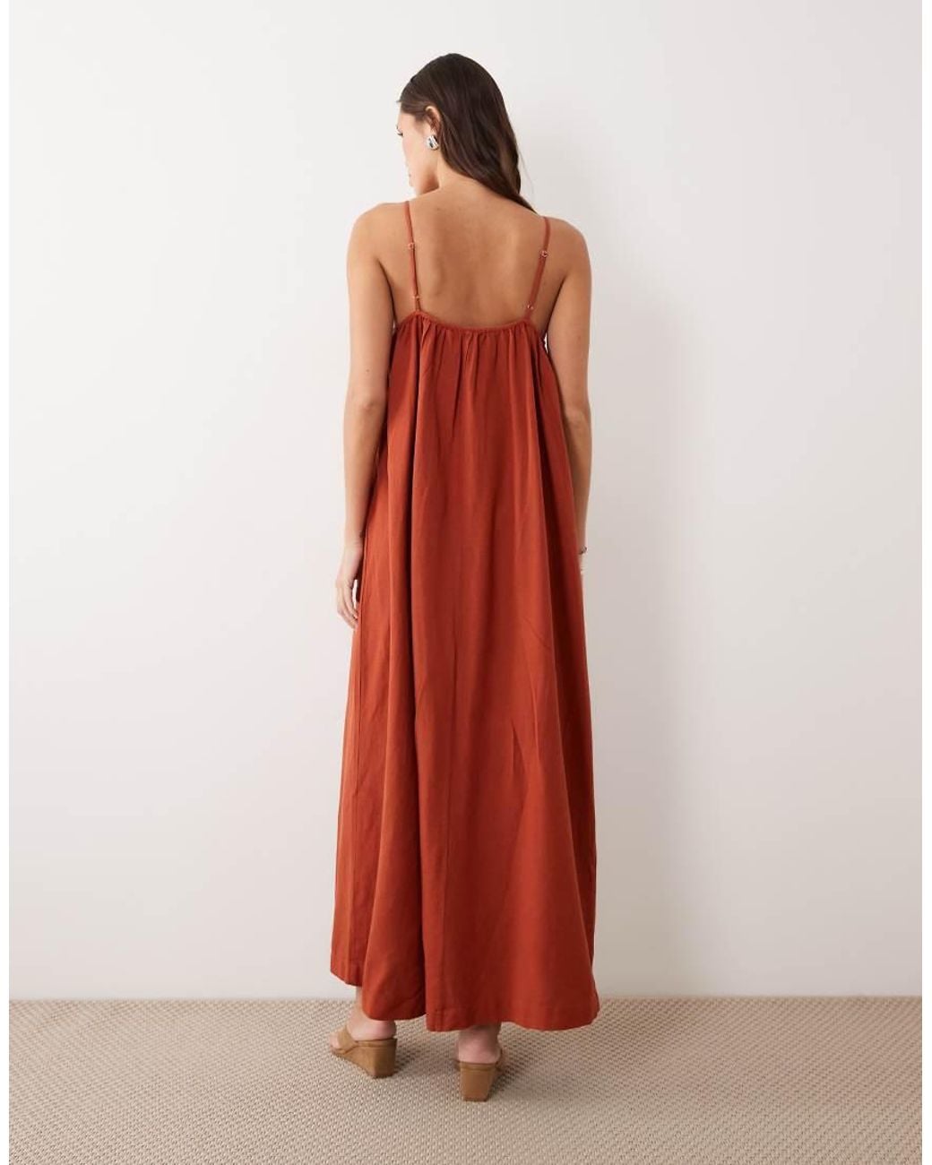 Vila Red Linen Touch Cami Maxi Dress