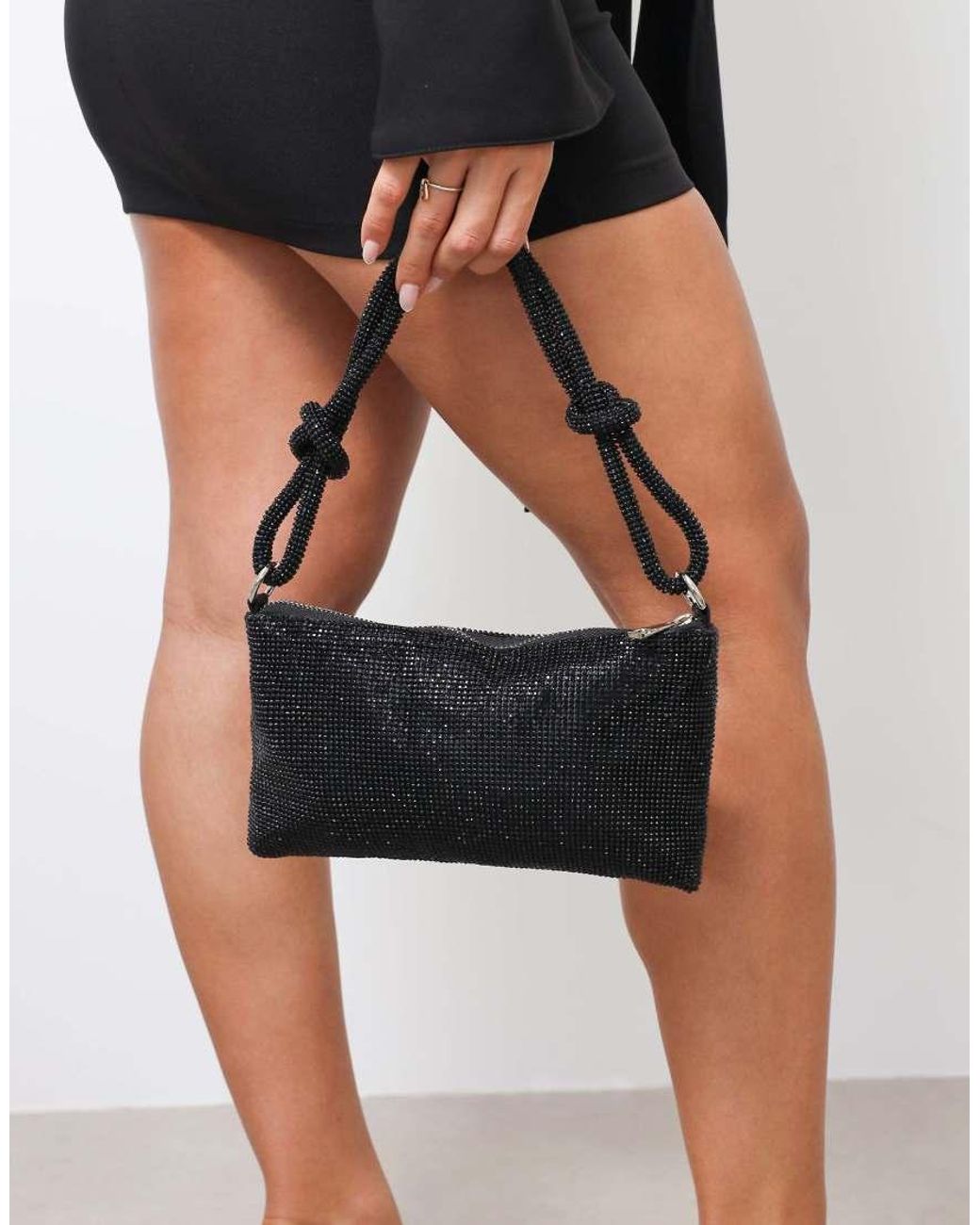 SIMMI Black Talia Diamante Shoulder Bag