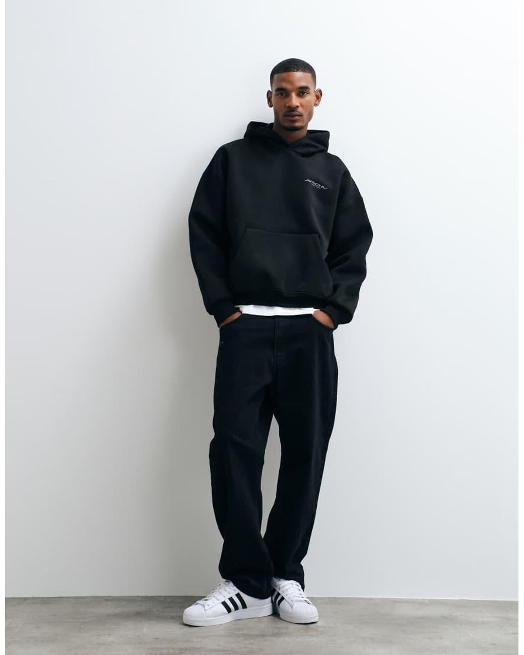 ASOS Blue Extreme Oversized Hoodie With Embroidered Logo Print for men