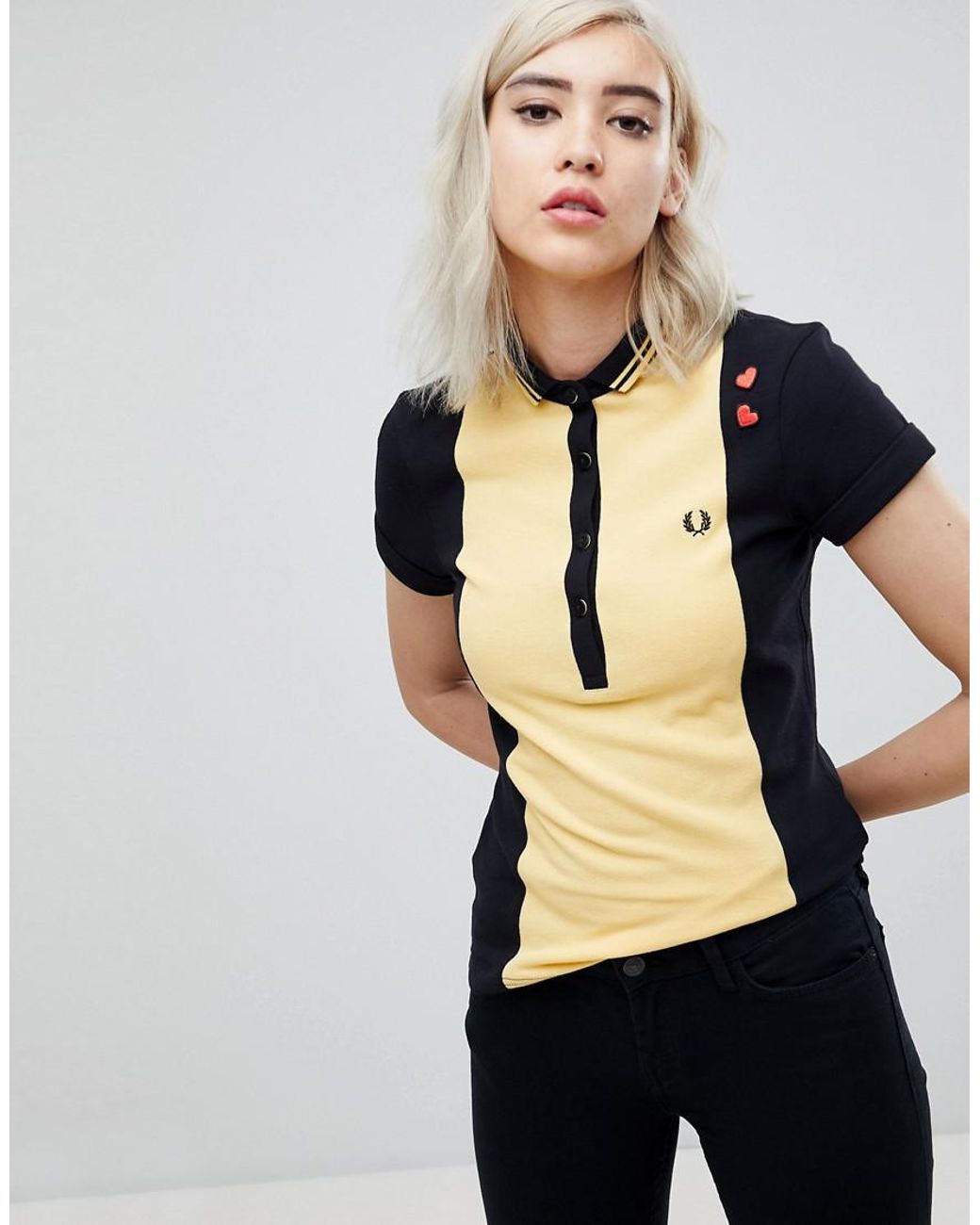 Fred Perry Amy Winehouse Foundation Colour Block Pique Polo Shirt in Black  | Lyst UK
