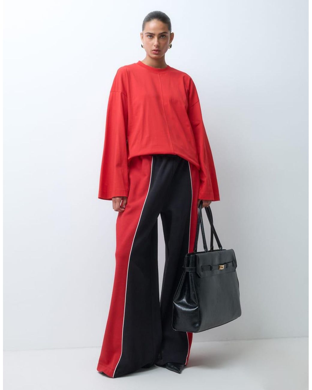 ASOS Red Cotton Crewneck Oversized T-shirt N
