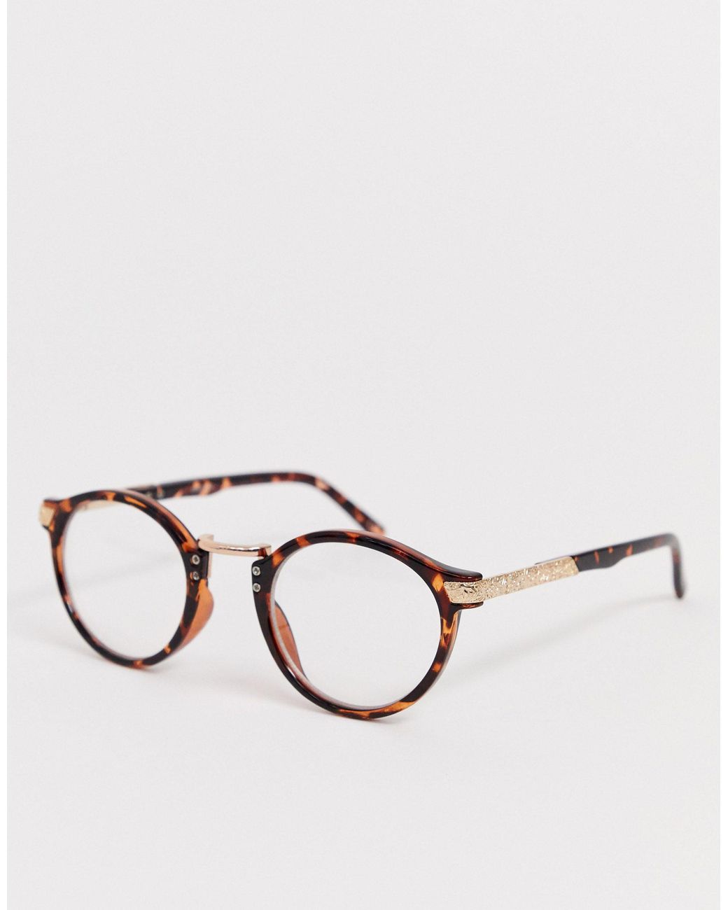 ASOS Vintage Round Clear Lens Glasses in Brown | Lyst