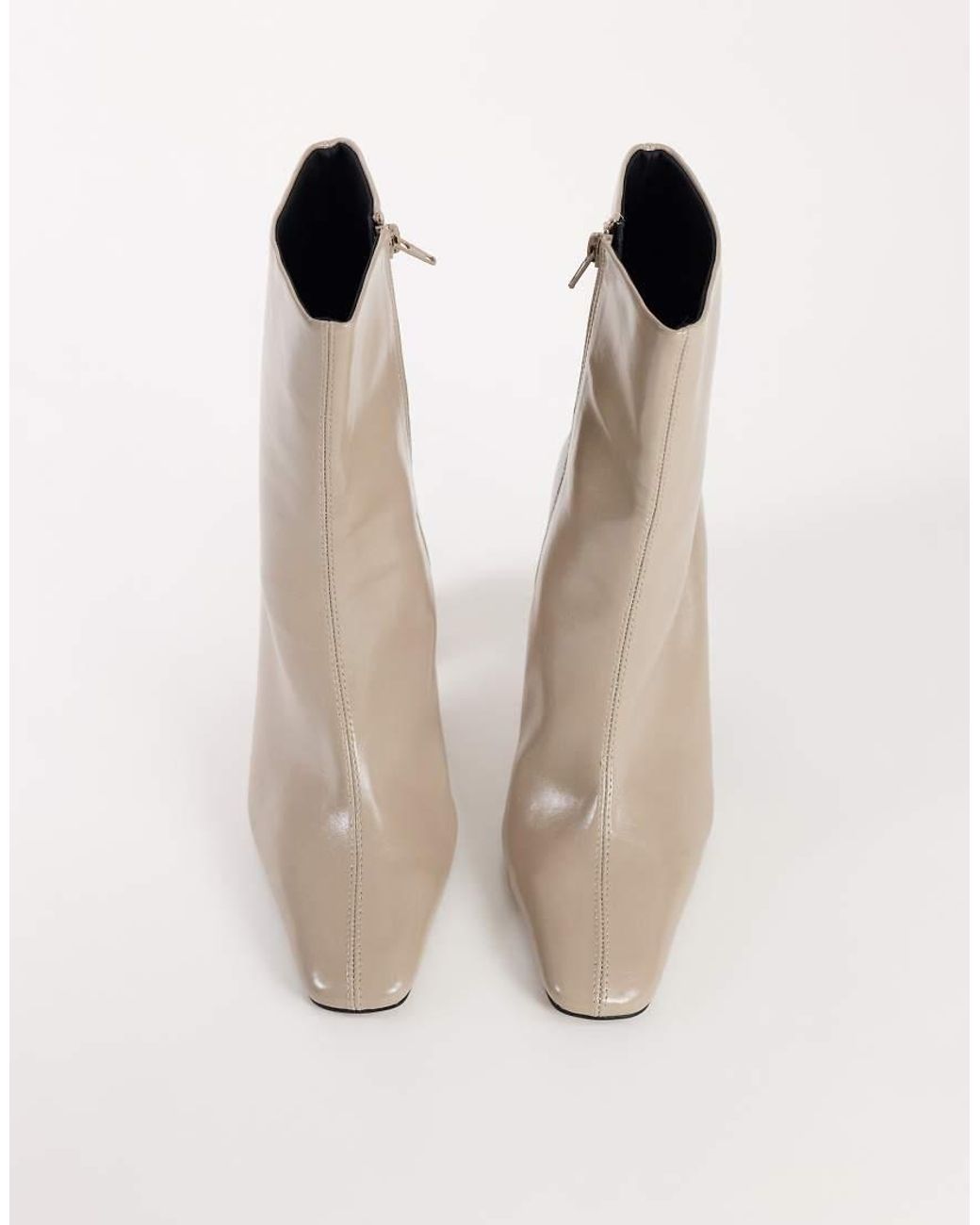 TOPSHOP White Karter Curved Heel Ankle Boot