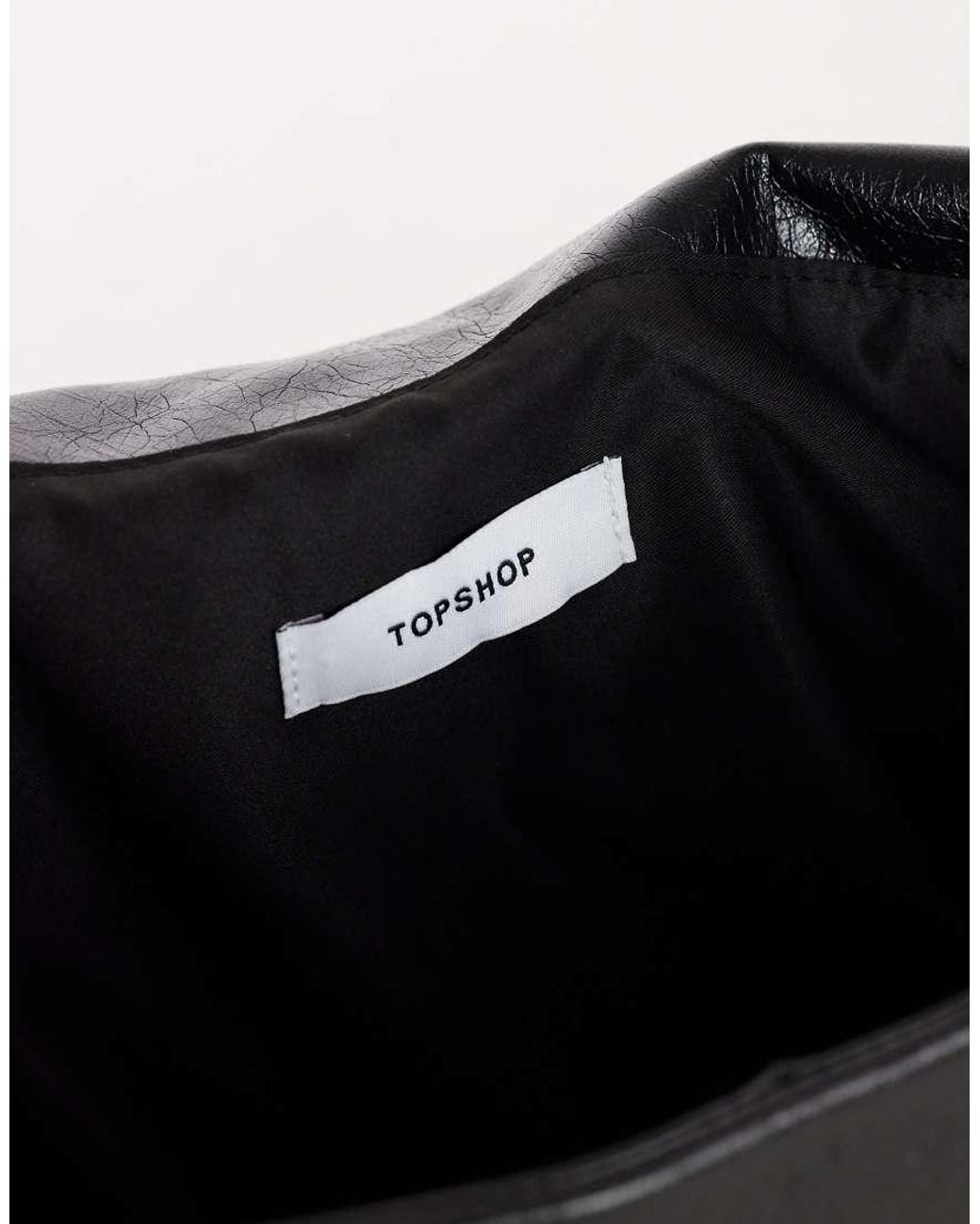 TOPSHOP Black Amber Oversized Fold Over Clutch Bag With Hardware