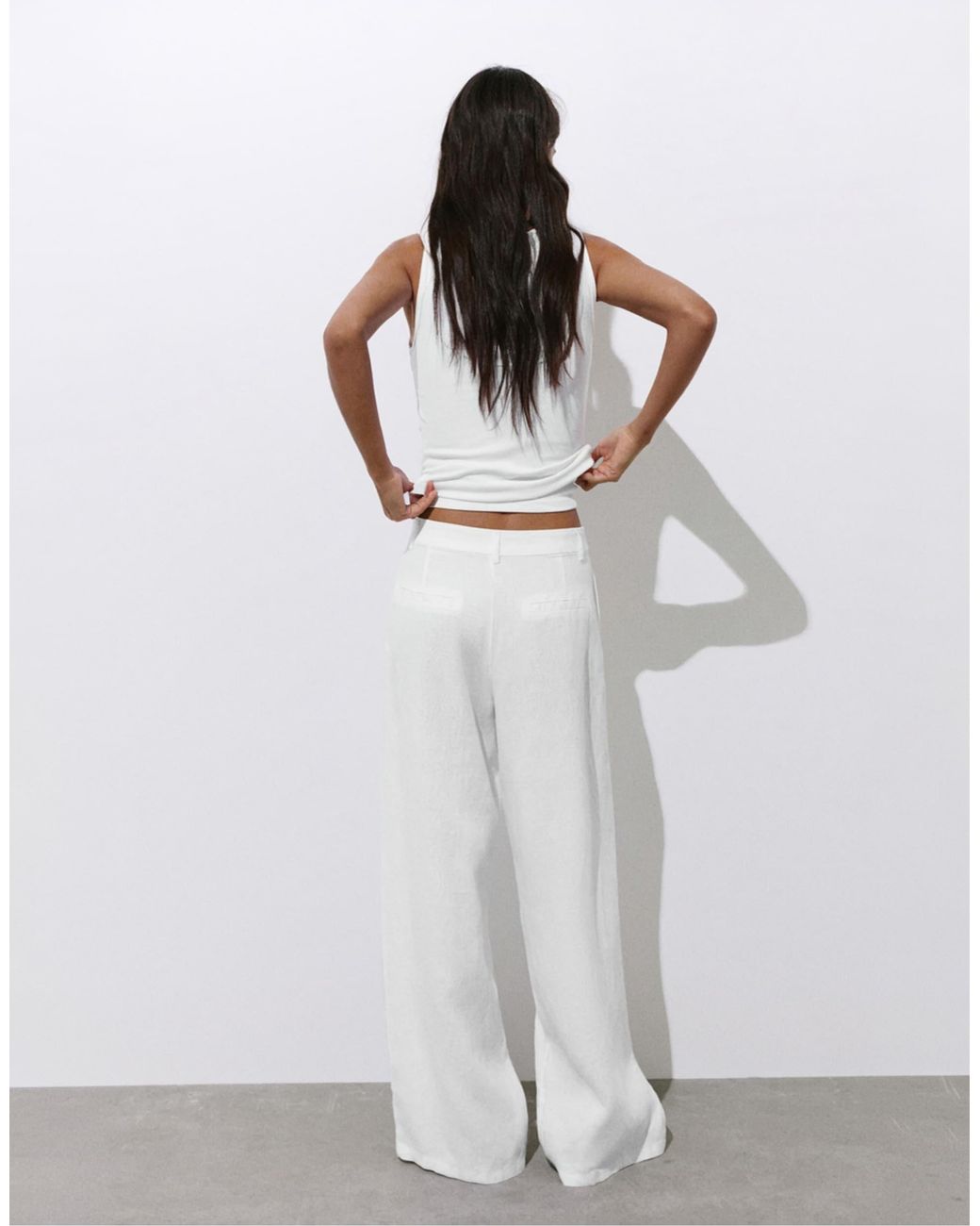Pull&Bear White – leinenhose