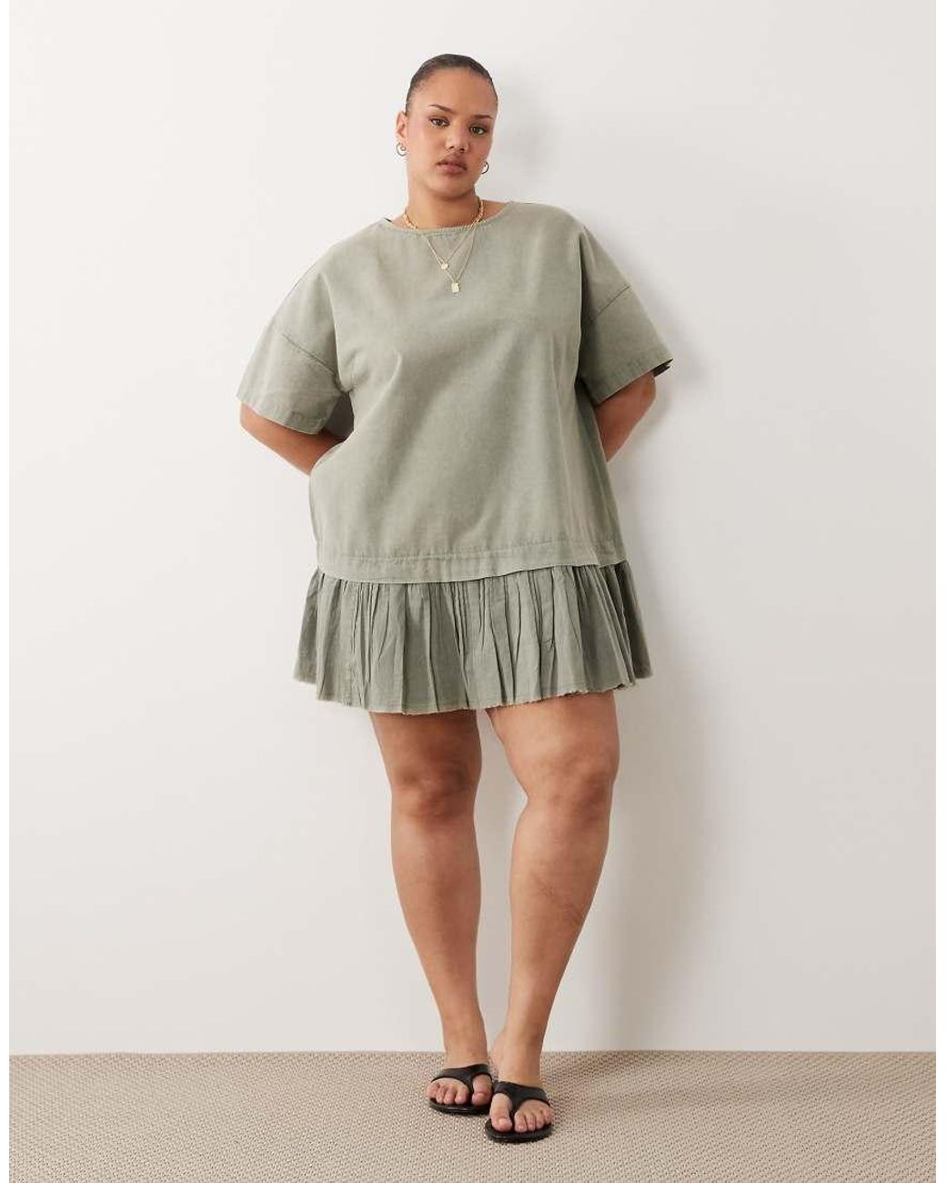 ASOS Gray Asos Design Curve Hybrid T-shirt Mini Dress