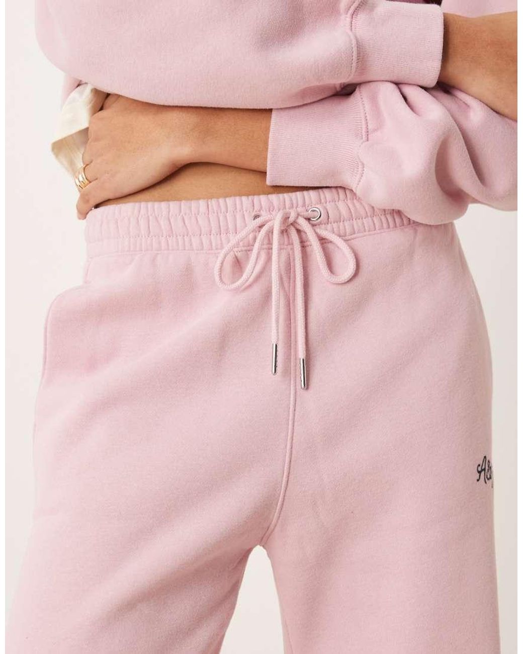 Abercrombie & Fitch Pink Side Logo High Rise Relaxed joggers Co-ord