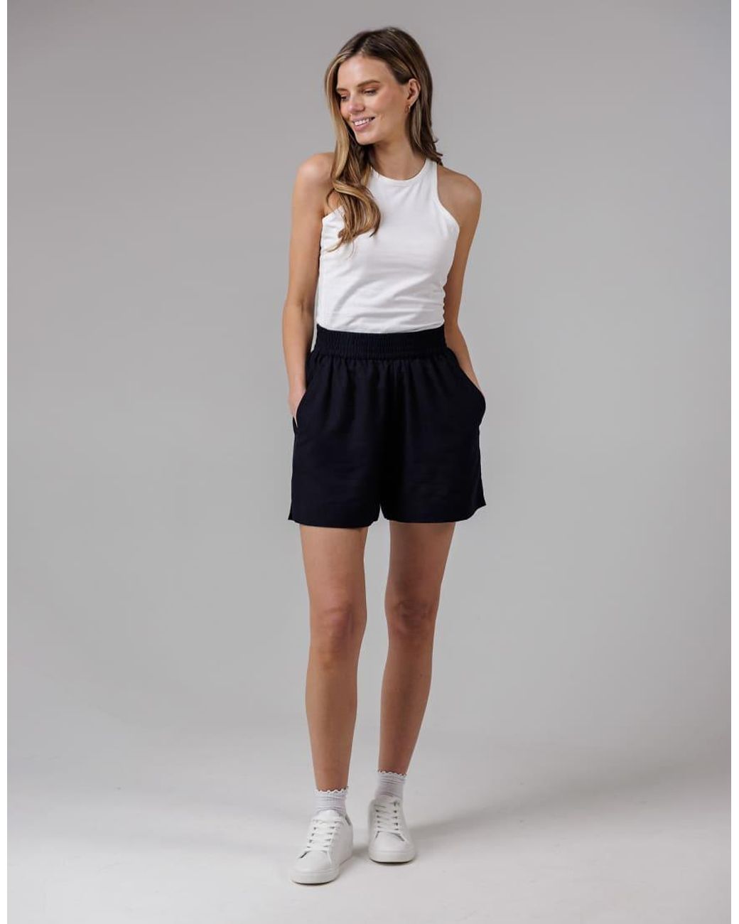 French Connection Black Elasticated Waist Shorts