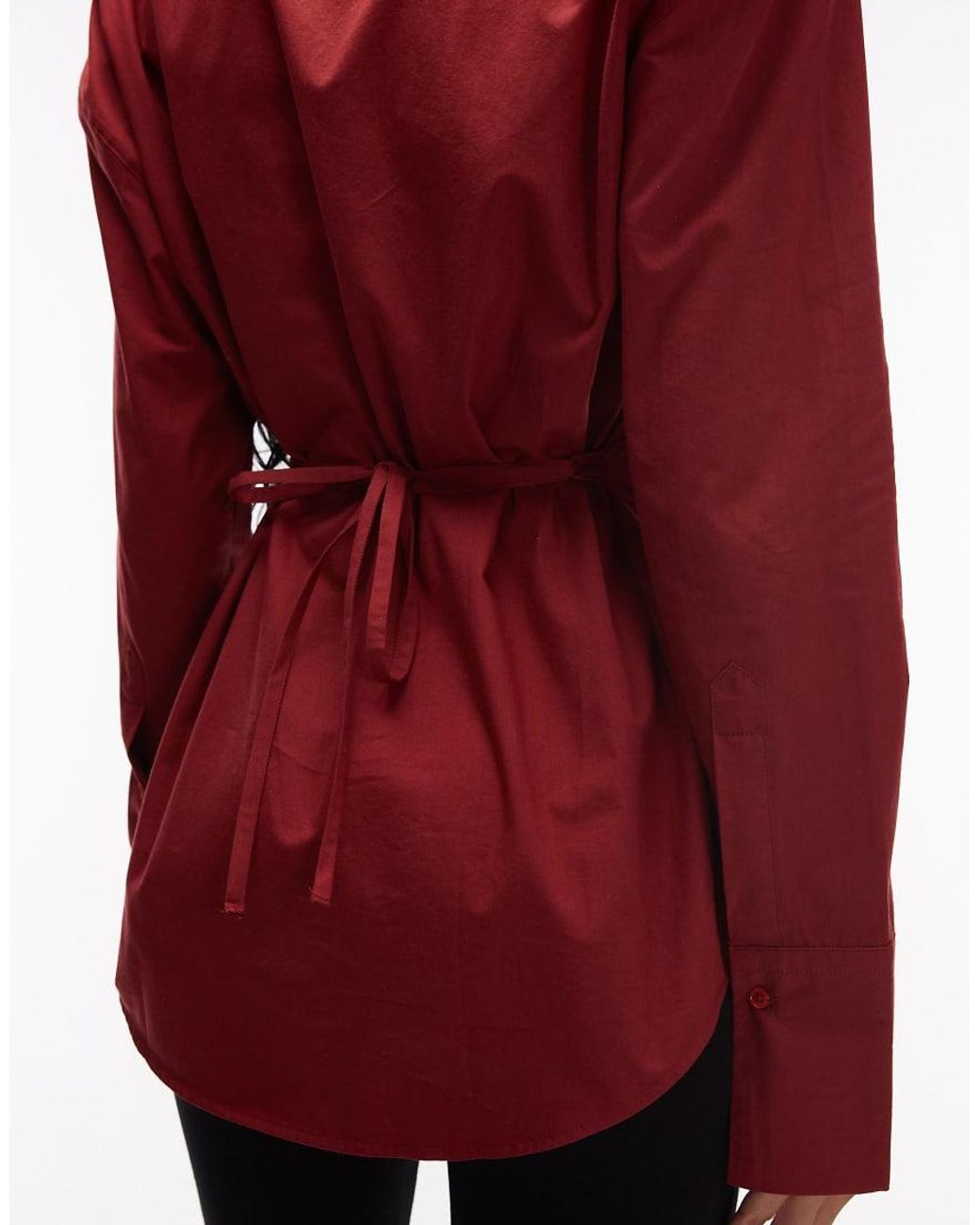 ASOS Red Cinched Shoulder Pad Tie Back Shirt