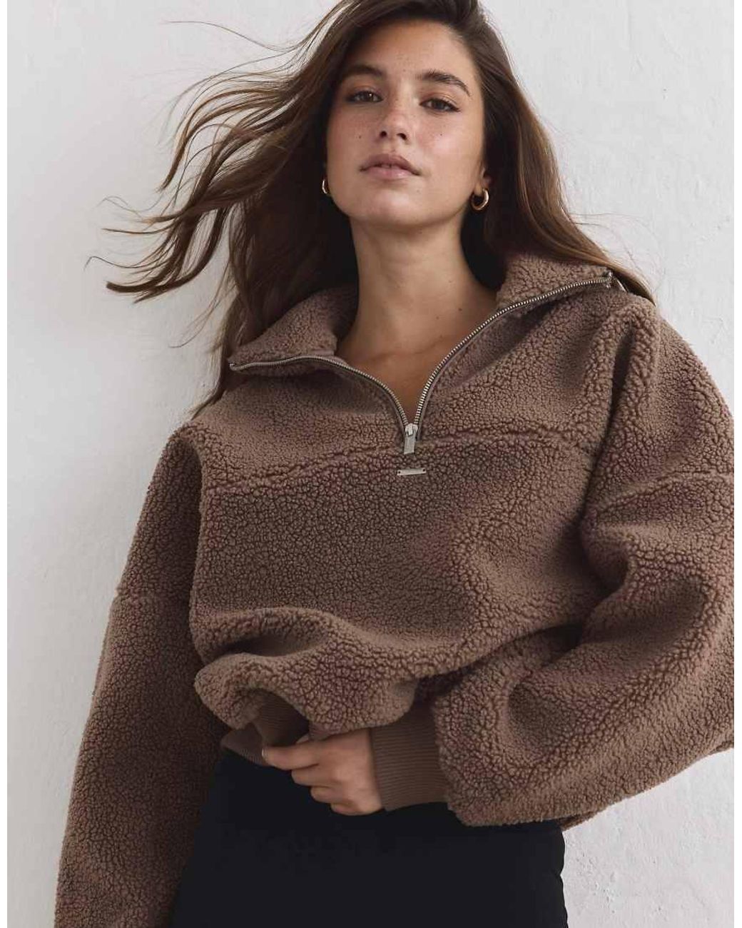 Aim'n Brown Hazelnut Pile Half Zip