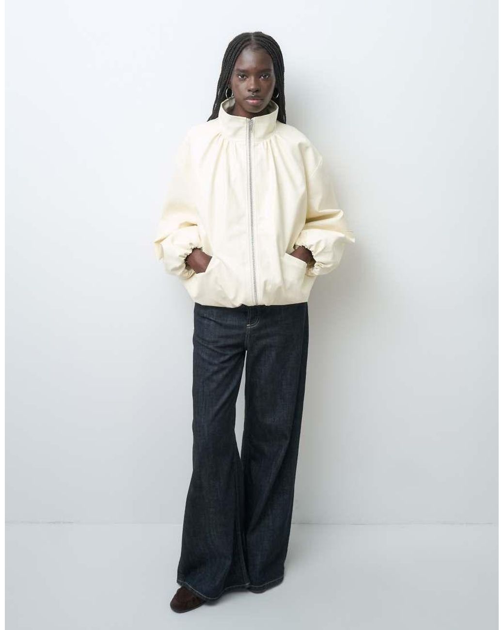 ASOS White Tailored Faux Leather Track Jacket