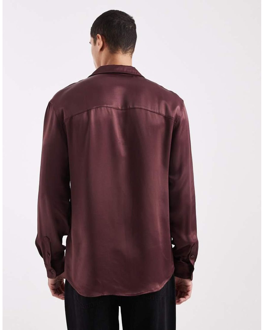 ASOS Red Relaxed Satin Shirt for men