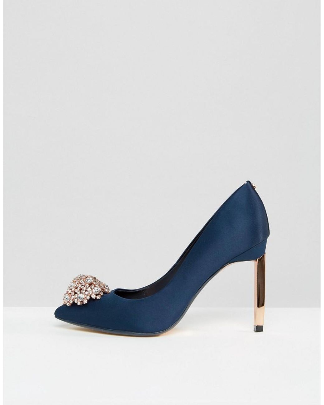 Ted Baker Peetch Tie The Knot Navy Embellished Pumps in Blue | Lyst