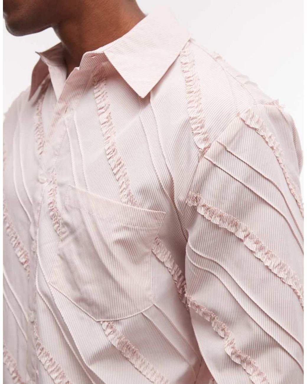 Sister Jane Pink Unisex Bias Cut Asymmetric Ruffle Detail Shirt