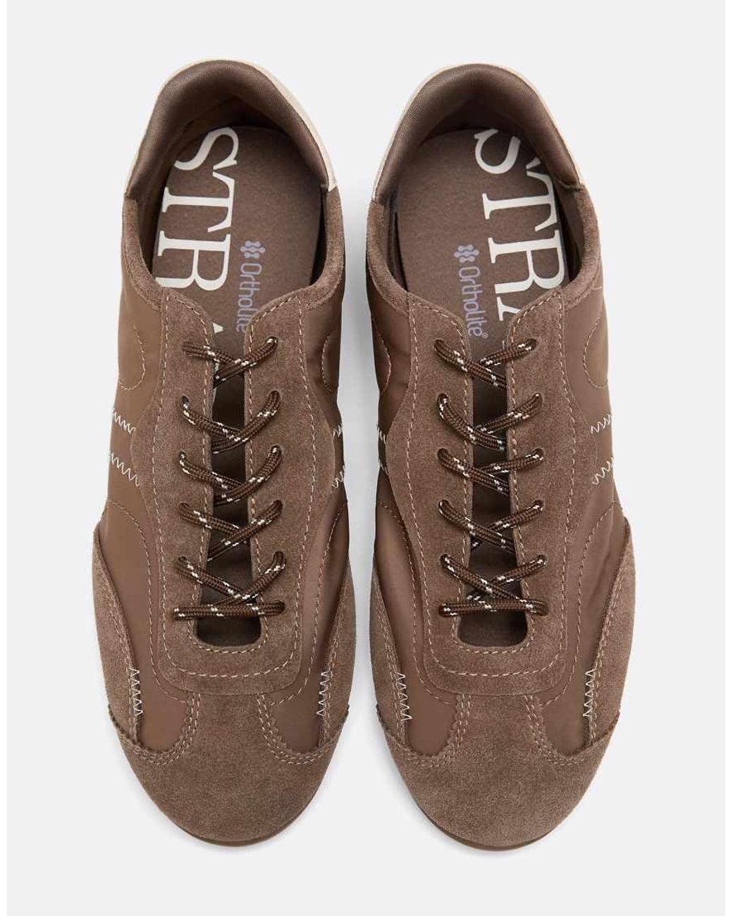 Stradivarius Brown Lace-Up Leather Detail Sneakerinas
