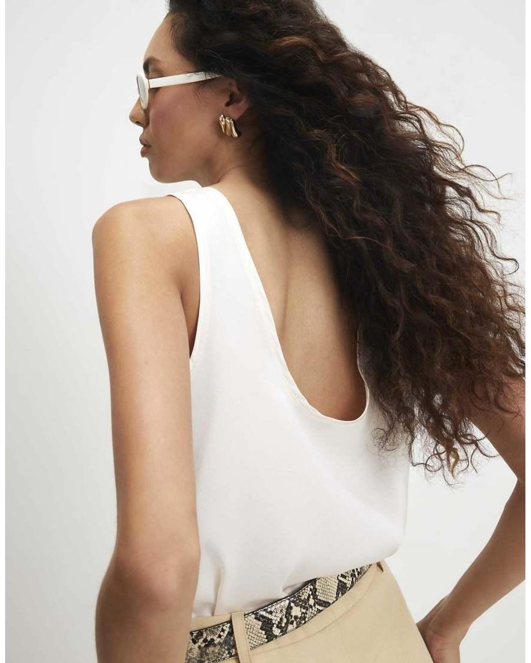 River Island Natural Satin Scoop Neck Cami Top
