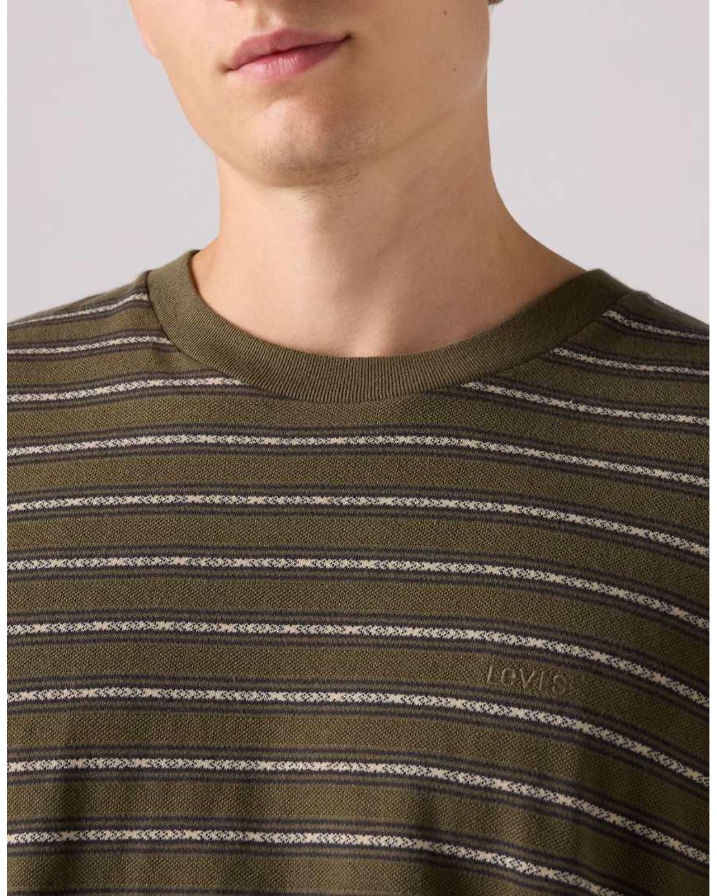 Levi's Gray Long Sleeve Authentic Striped Graphic Tee for men