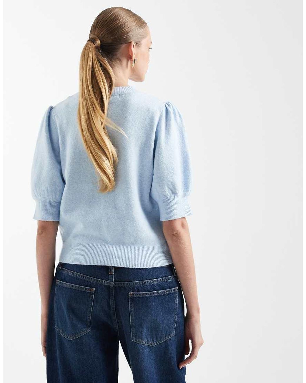 Vero Moda Blue Short Sleeved Knitted Top