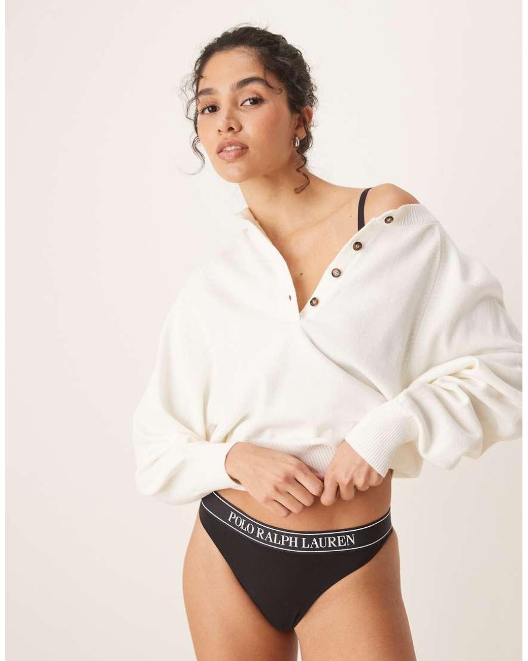 Polo Ralph Lauren Black Polo Essentials Midrise Thong