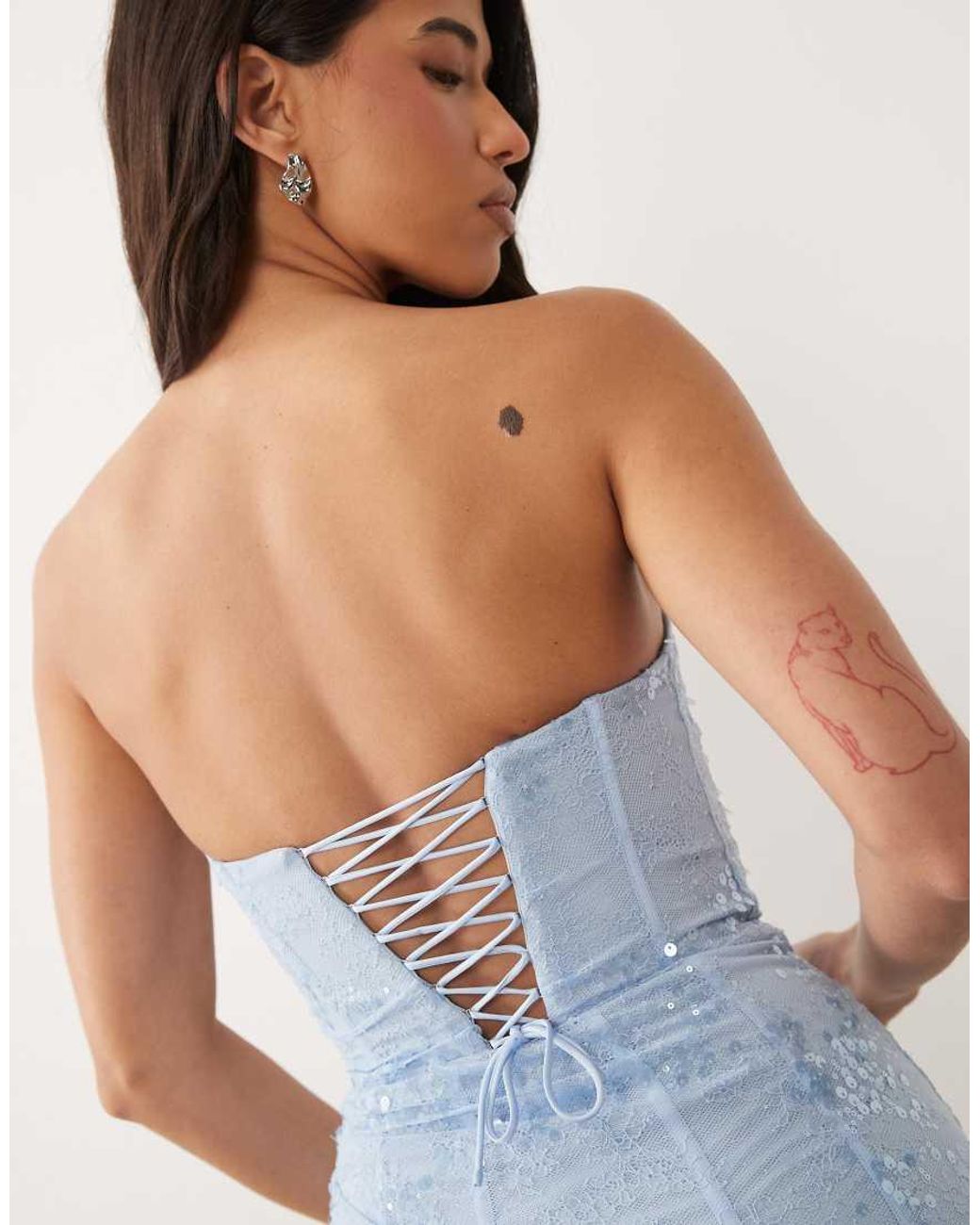 Oh Polly White Premium Embellished Lace Corset Gown