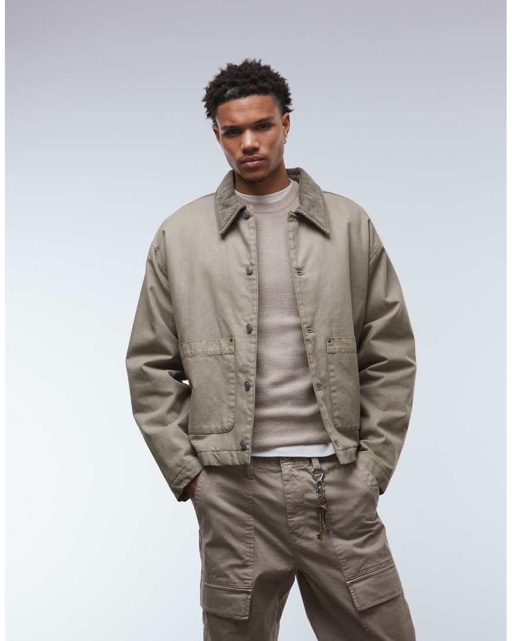ASOS Natural Harrington Jacket With Quilted Lining for men