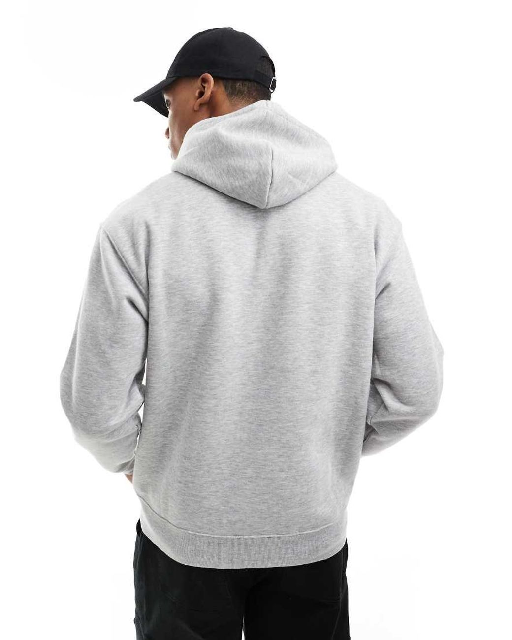 New Balance Gray Small Logo Brushed Hoodie for men