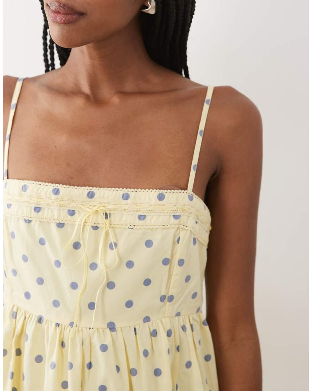 Abercrombie & Fitch Natural Strappy Square Neck Babydoll Mini Dress