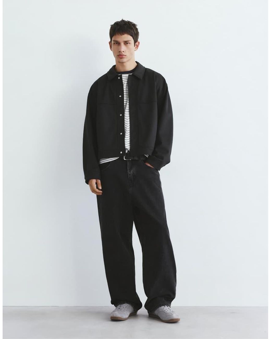 Pull&Bear Gray Textured Jacket for men