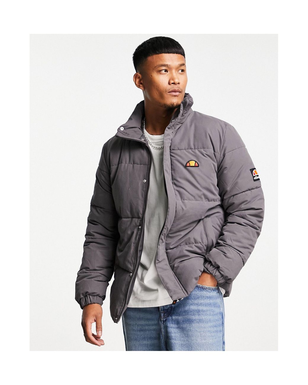 Ellesse Synthetic Puffer Jacket With Branding in Grey (Gray) for Men | Lyst