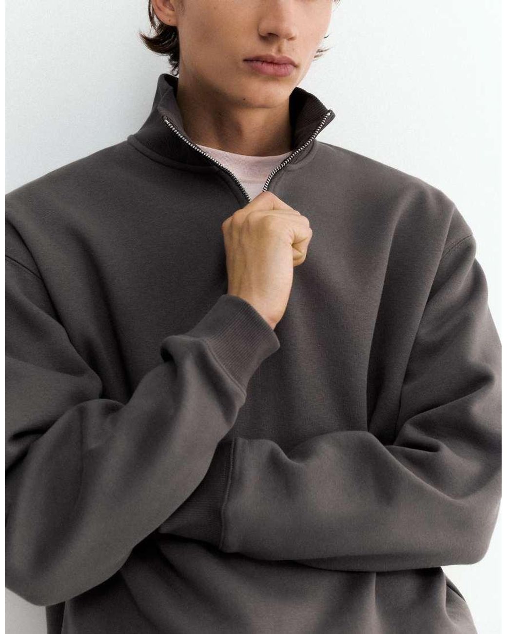 Pull&Bear Gray Quarter-zip Sweatshirt for men