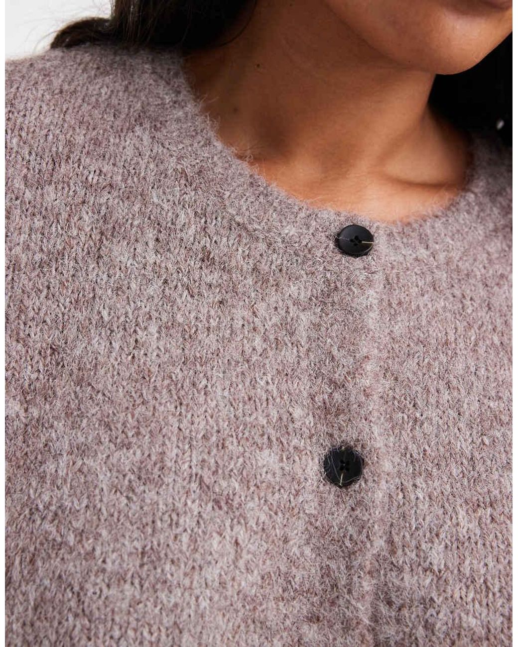 Vero Moda Brown Soft Fluffy Knit O-neck Cardigan